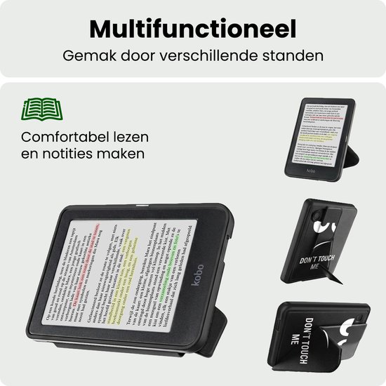 Hoes Geschikt voor Kobo Clara BW Hoesje Bookcase Cover Hoes Trifold - Hoesje Geschikt voor Kobo Clara BW Hoes Cover Case - Don't Touch Me — afbeelding 3