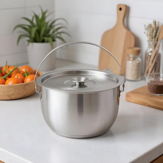 Kampvuur Pot - Buiten Kookpan - Outdoor Koken - Roestvrij Staal - 14x20.5x14 cm - Zilver — afbeelding 2
