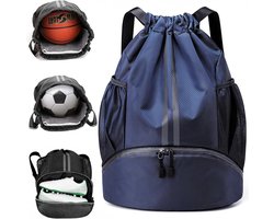 Sportrugzak met Schoenenvak - Lichtgewicht Sport Rugzak - Voetbaltas - Zwemzak - Sports Gym - Strandrugzak - Wet and Dry Separation - Voor sport,yoga,dans,reizen - Marineblauw