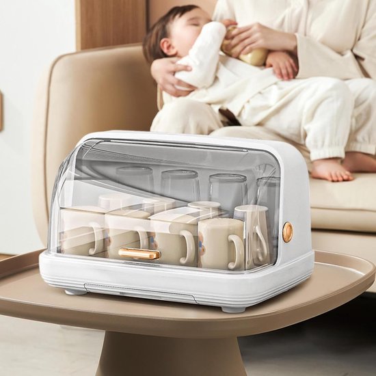 Flessendroger Baby - Flesdroger Organizer - Babyflessen Drogen - Met Deksel - 36x25x22.5 cm - Wit — afbeelding 2