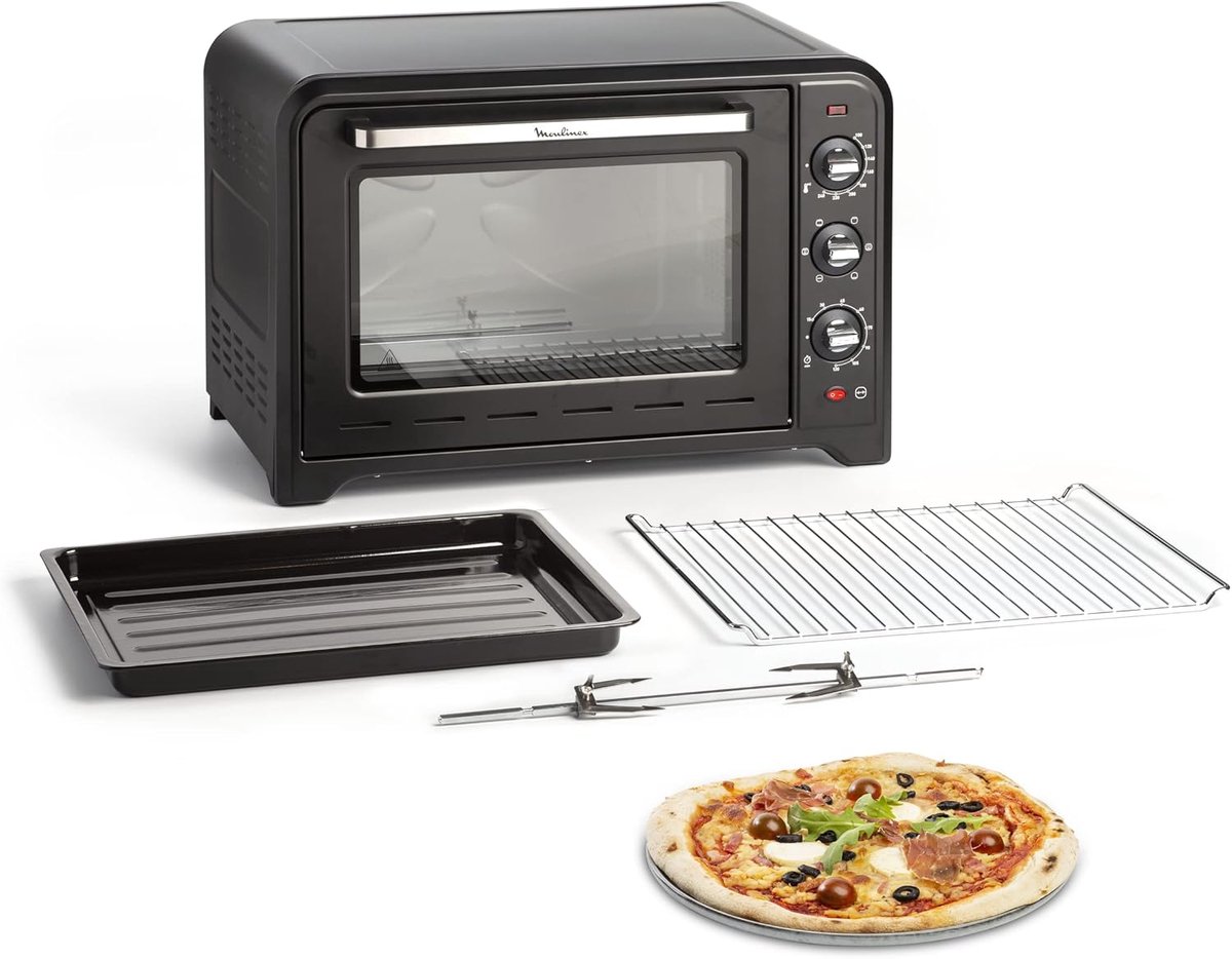 Elektrische Oven - Aanrechtoven Convectie - Gerechten Bereiden - 7 Kookprogramma's - 60 Liter - Zwart