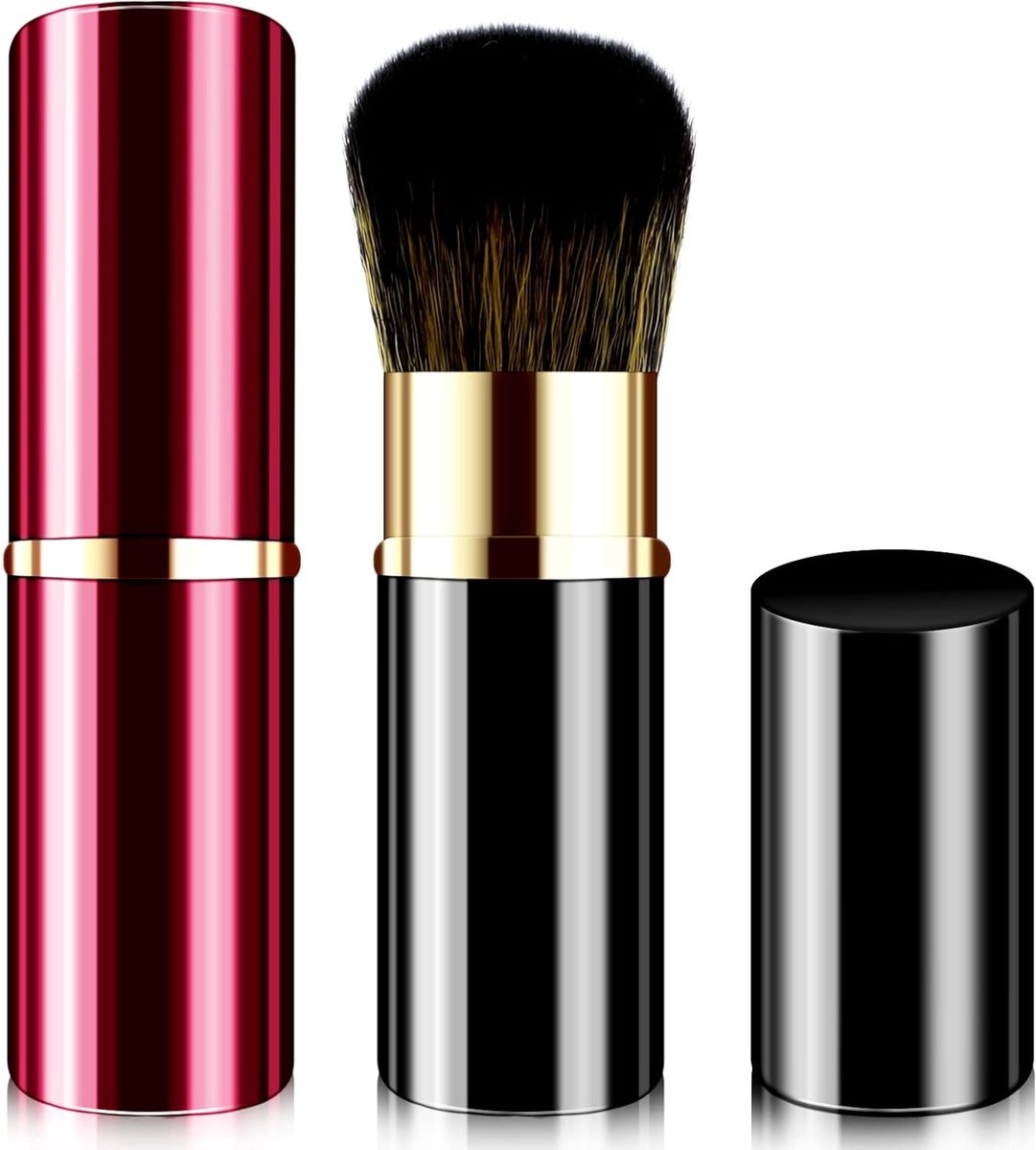 2 Stuks Inklapbare Kleine Make-up Borstels, Draagbare Reismake-upkwast voor Lippen, Foundation en Poeder Blenden, Mini Gezichtsborstels voor Cosmetica