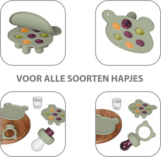 Liefjes & Co Fruitspeen & IJsblokjesvorm - Baby Speen met Bijtring - BPA-vrij Siliconen - 3 Speenmaten S/M/L - Sage Groen van Liefjes & Co — afbeelding 2