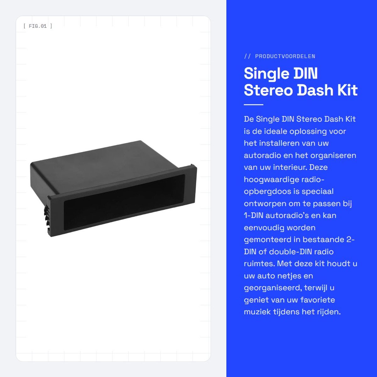 Dailygoods- Dash Kit - Radio Opbergbox - 1-DIN/2-DIN Compatibel - Plastic - 15.2x10.5x3.6 cm - Universele Geschiktheid - Radiohouder