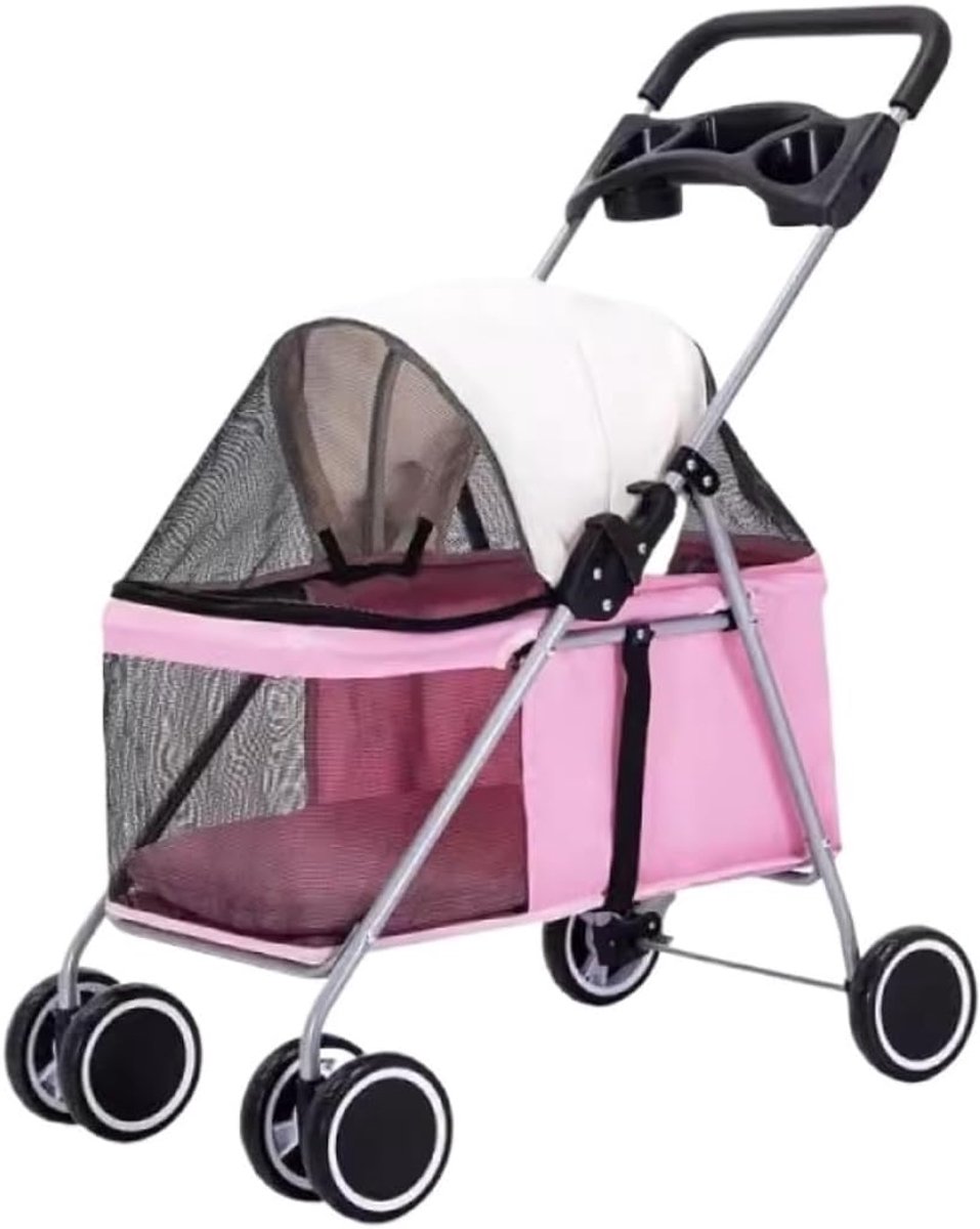 Dierenbuggy - Hondenkar Kattenwagen - Comfortabel Reizen - Opvouwbaar Draagbaar - Tot 10 kg - Zwart