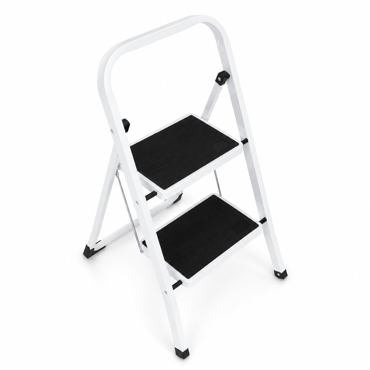 Eurocatch Huishoudtrap 2 Treden - Opvouwbare Keukentrap met Leuning - Antislip Opstapje - Stalen Trapladder - Max. Belastbaar 150 kg - Compact en Veilig – foto 5