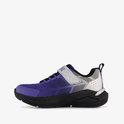 Paarse Skechers sneaker met klittenbandsluiting, zwarte veters en luchtzool.
