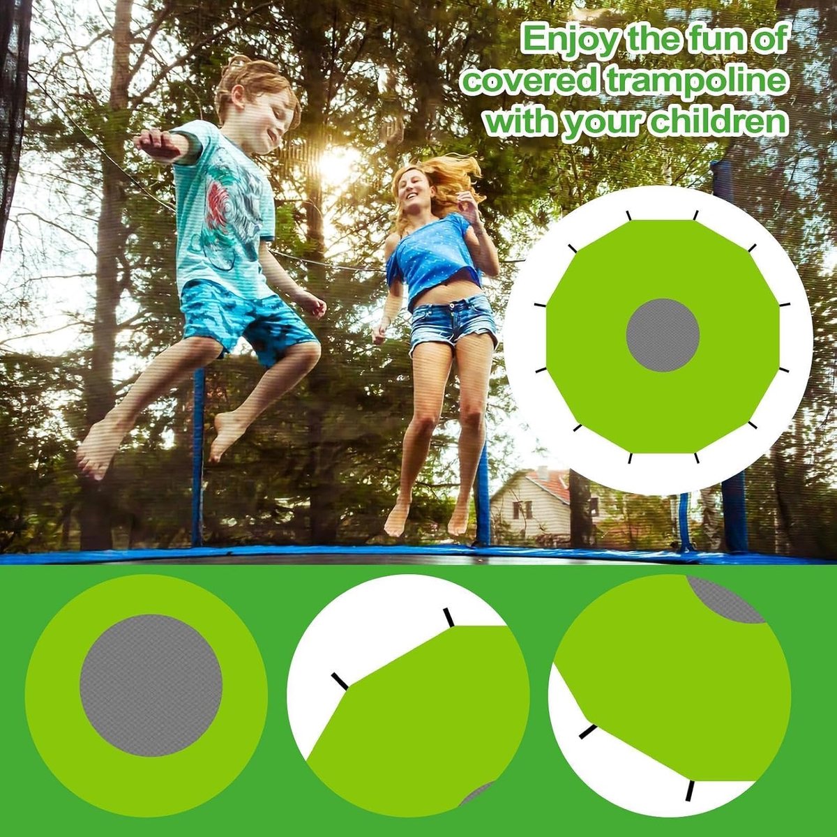 Trampoline Tent - Buitentent Trampoline - Bescherming Buiten - Waterdicht Oxforddoek - 16 voet - Groen