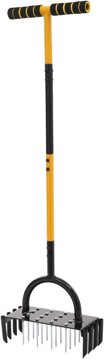 Gazonbeluchter - Handverticuteerder - Gazononderhoud - 2-in-1 design - 98 cm hoog - Zwart geel