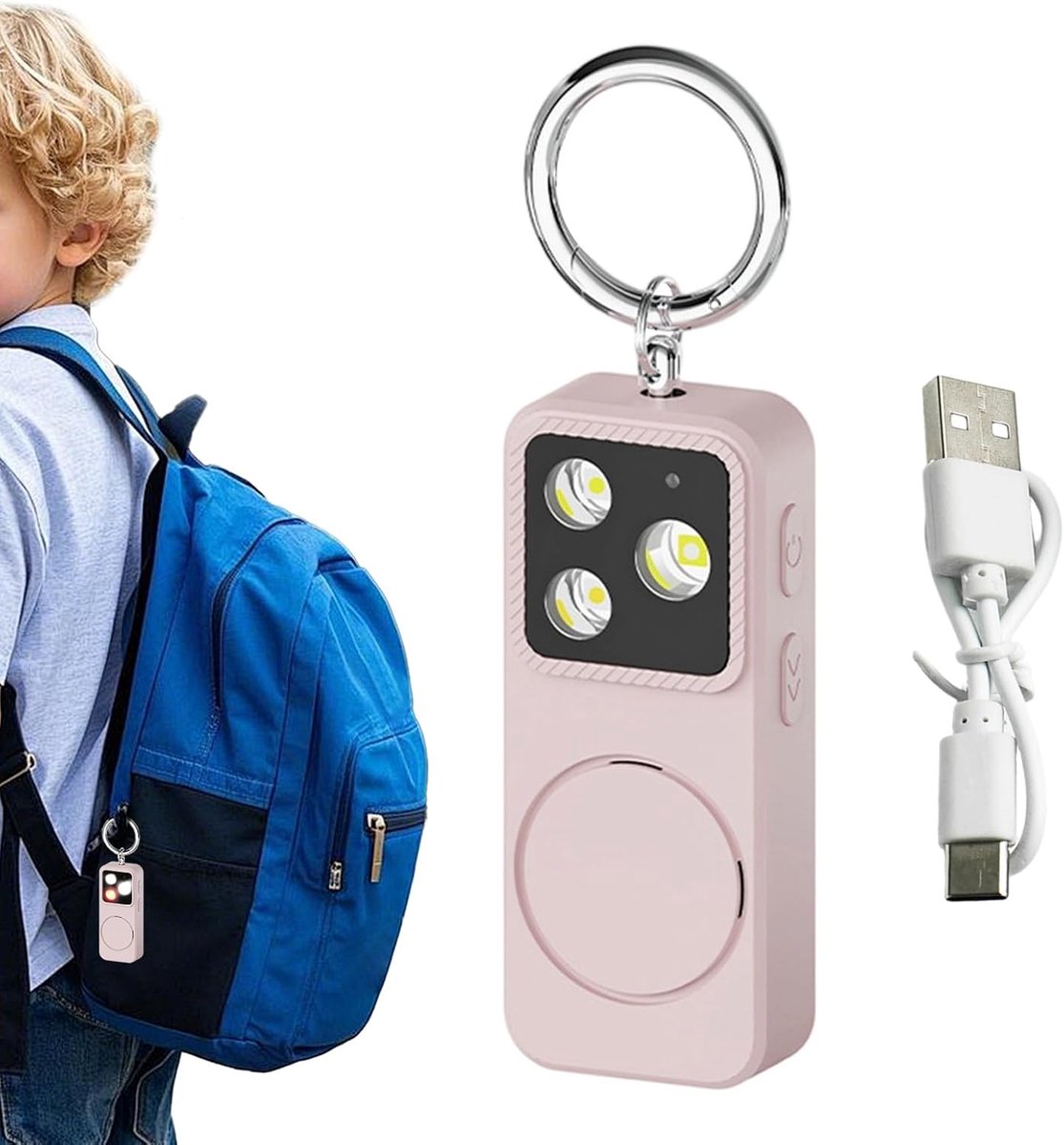 Persoonlijk Alarm - Zelfverdedigingsalarm Beveiliging - Noodsituaties Melden - 150db Geluid LED Verlichting - 8x6x2 cm - roze