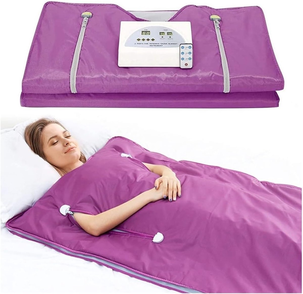 Saunadeken Lichaam - Verwarmingsdeken Detox - Ontspanning Thuis - Ver-infrarood Technologie - 180x80 cm - Paars