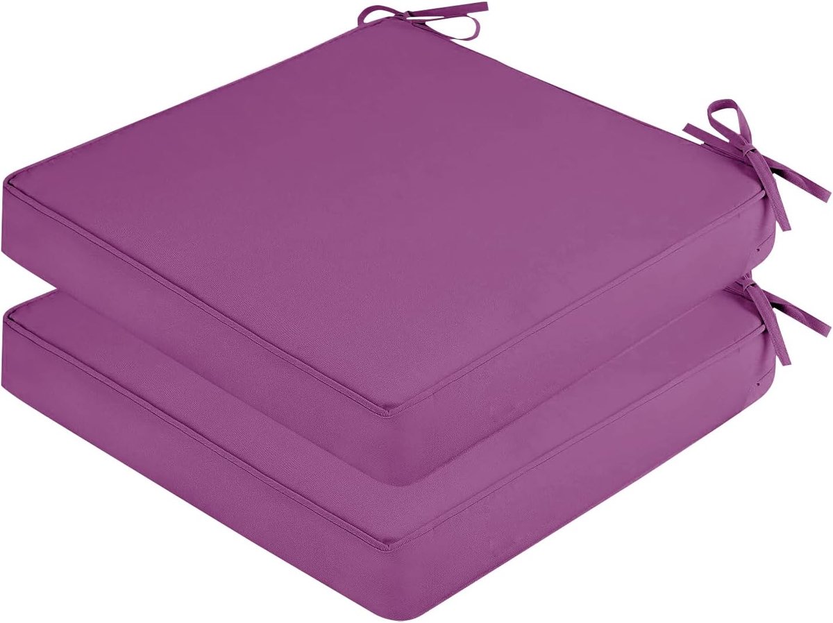 Stoelkussens Set - Terraskussens Buiten - Comfortabel Zitten - Waterdicht Geheugenschuim - 48 x 48 cm - Paars