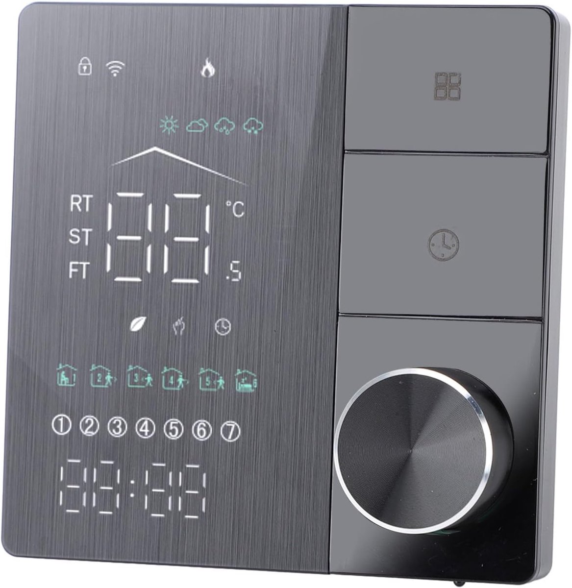 Intelligente Thermostaat - Slimme Regelaar - Energie Besparen - AI Leren - 95-240V - Zwart