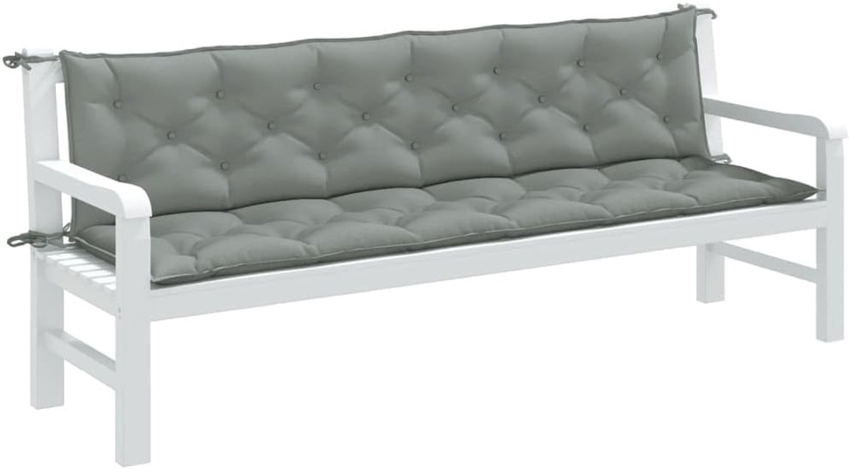 Tuinbank kussens - Zitkussens bank - Buiten zitten - Duurzaam polyester - 200x50x7 cm - Lichtgrijs gemêleerd