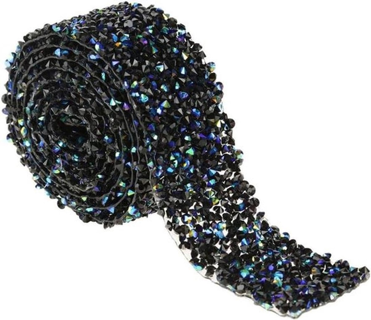 Diamant Lint - Sparkle - Blauw en zwart - Bruiloft - Verjaardag - Acryl Diamant Mesh Wrap Roll Sparkle Kristal Lint voor Bruiloft Verjaardag Party Decoraties Kunst Ambachten Blauw en zwart.