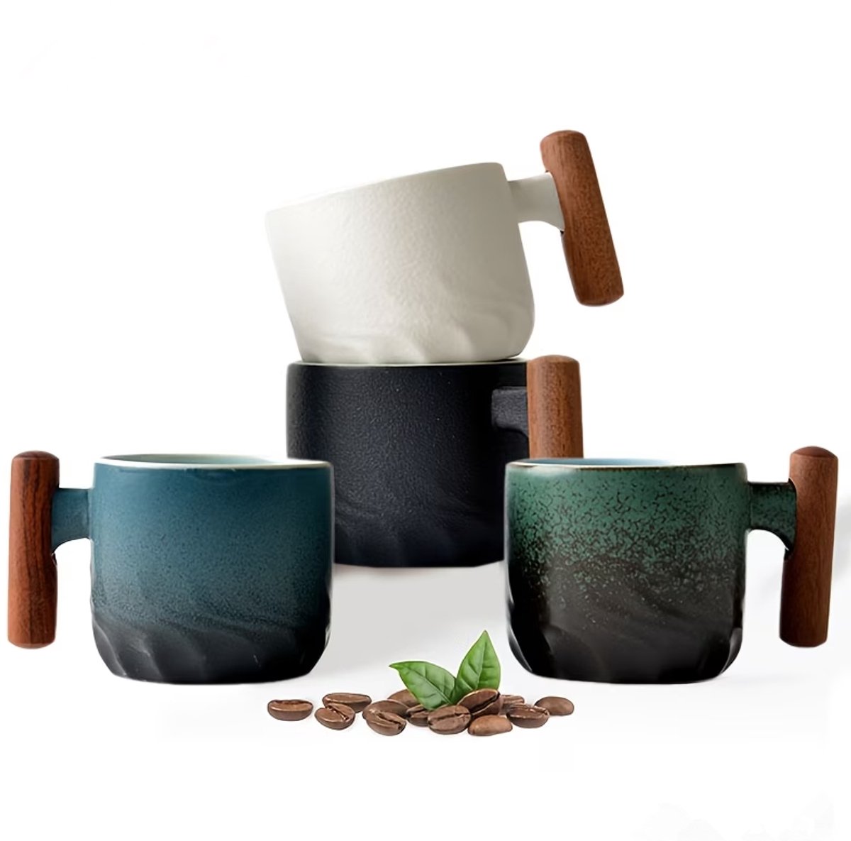 Lzwintrading - Koffiekopjes met Oor - Espresso Kopjes Porselein - Keramische Theekopjes - 2 Stuks - 70 ml - Handgemaakte Porseleinen Koffiekopjes - Cadeaus voor Vrouwen en Mannen - Beste Vriendin Partner Kerstcadeaus