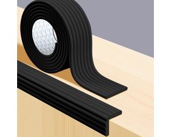 Anti-stootstrip - Zelfklevende Schuimrubber Beschermstrip voor Tafelranden en Hoeken - Kinderveilige Meubelbeschermer - Geschikt voor Openhaard Kast en Scherpe Randen - Zwarte Kleur - 8x200 cm