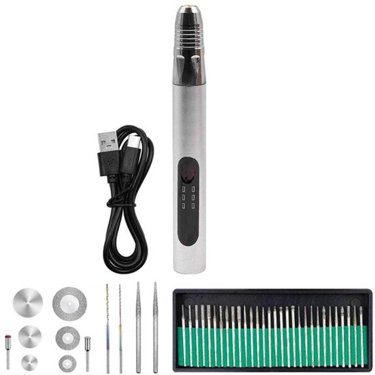 Dailygoods - Draadloze graveerpunt tool set - Oplaadbare pen - Voor sieraden
