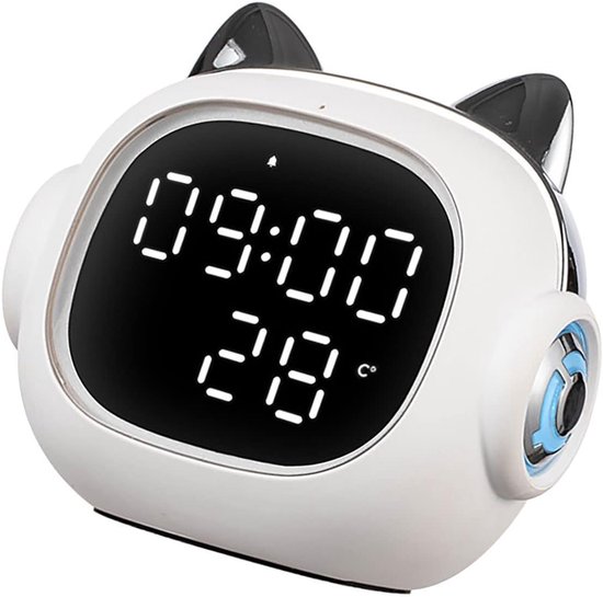 Mini Alarmklok - Digitale Wekker - Kinderen Wakker Maken - Met Muziekfunctie - Compact Formaat - Wit — afbeelding 3