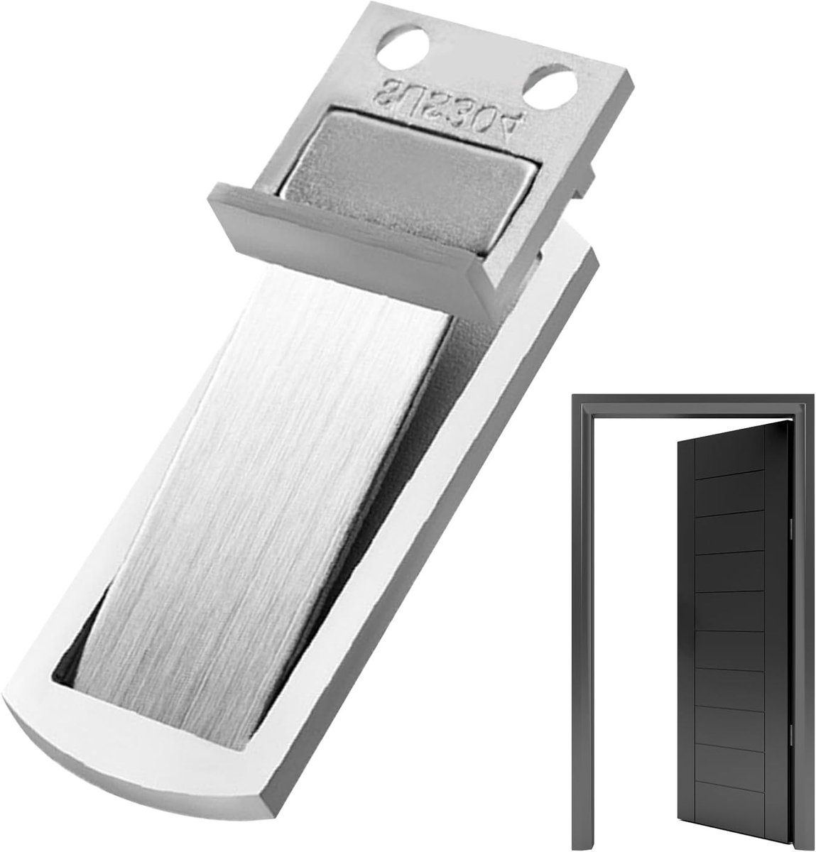 Magneet Deurstopper - Blokkeerder Beschermer - Stil Huis - Roestvrij Staal - 6.8 cm - Zilver
