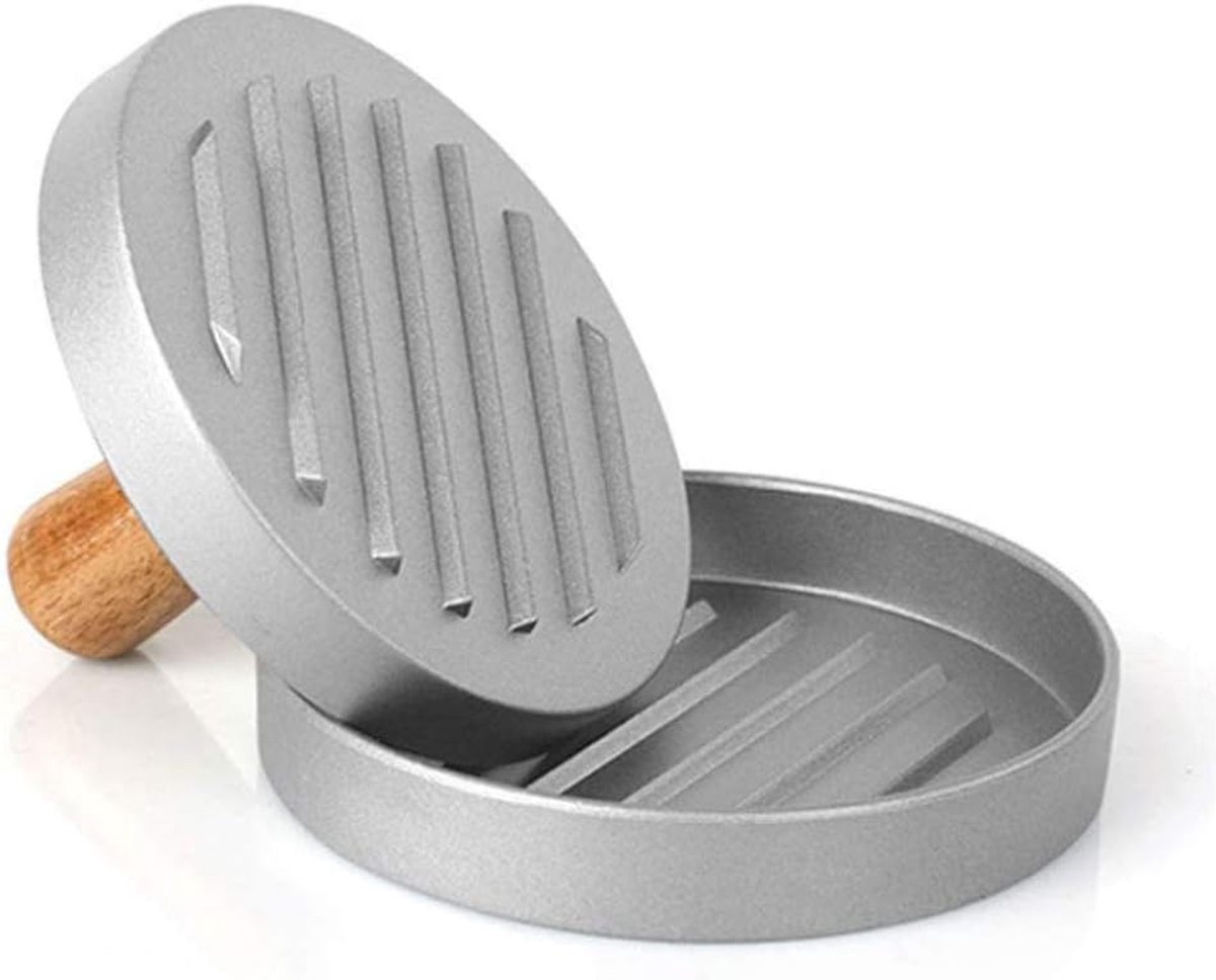 Burgerpers Set - Vleesvormer Patty - Burgers Maken - 3-in-1 Ontwerp - Niet-klevend - Zilver
