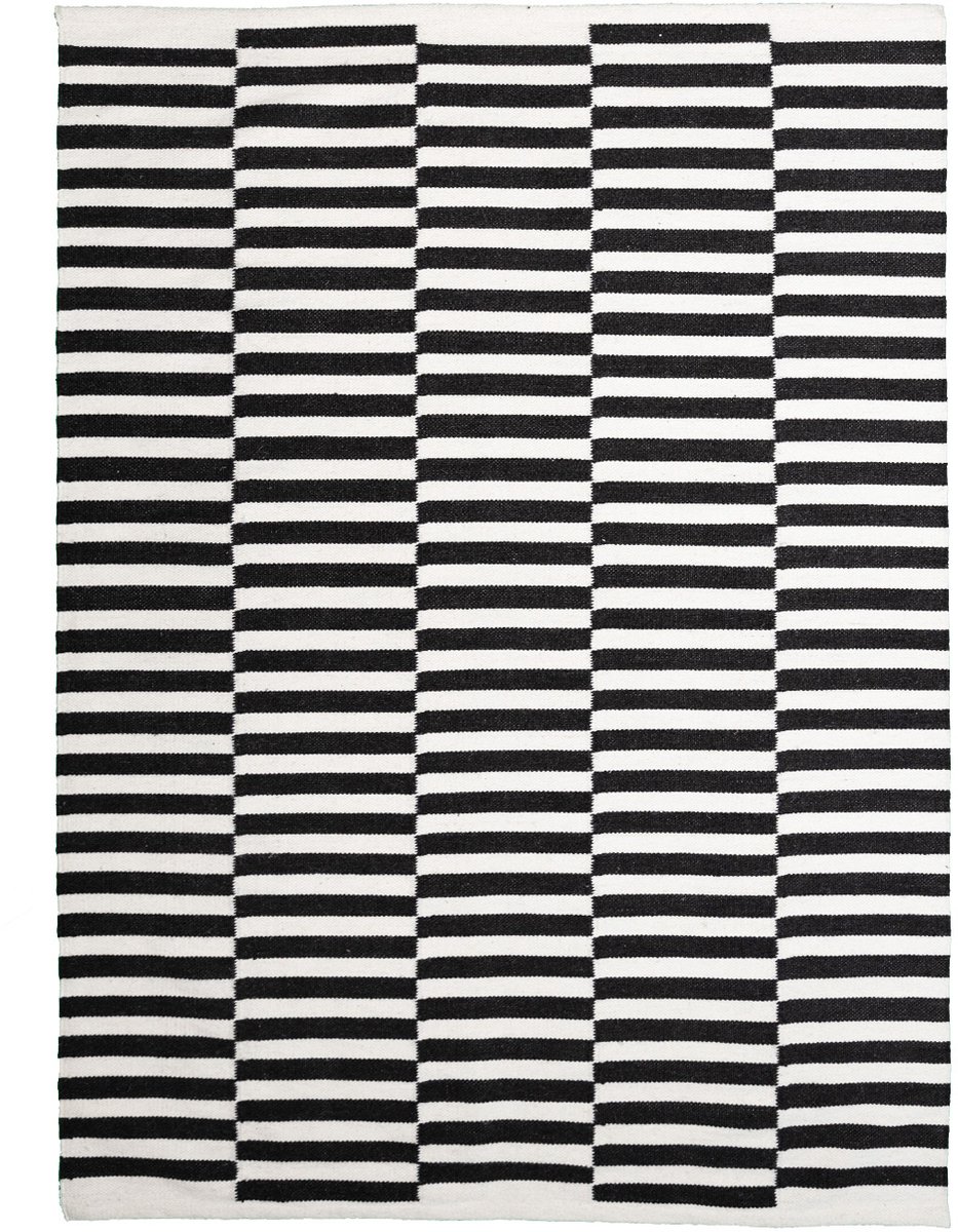 Fraai Katoenen vloerkleed - Dazzle Blocks Zwart/Wit - 140x200cm