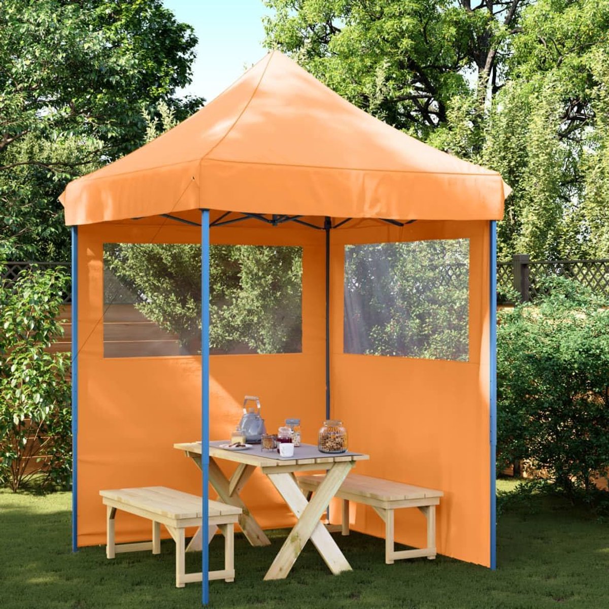 Inklapbare Partytent - Tuinpaviljoen Tent - Feestelijke Bijeenkomsten - Inclusief 2 Zijwanden - 200 x 200 cm - Oranje