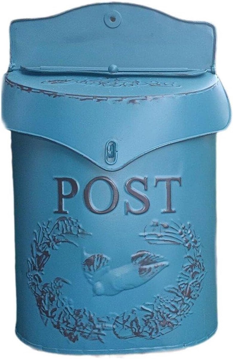 Grote brievenbus - Postbus buiten - Post ontvangen - Decoratief ontwerp - 40 cm hoog - Blauw