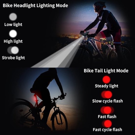 Fietsverlichting - Fietslamp - TENZHVXI® - Met telefoonhouder - 2000 mAh - 130 dB claxon - 3 verlichtingsstanden - Met achterremlicht - Waterdicht - USB-opladen - Zwart — afbeelding 4