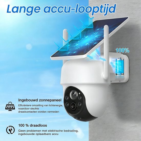 Solarcamera Buiten 4MP - Draadloze Beveiligingscamera met 360° Dekking, Geïntegreerd Zonnepaneel en AI Bewegingsdetectie — afbeelding 5