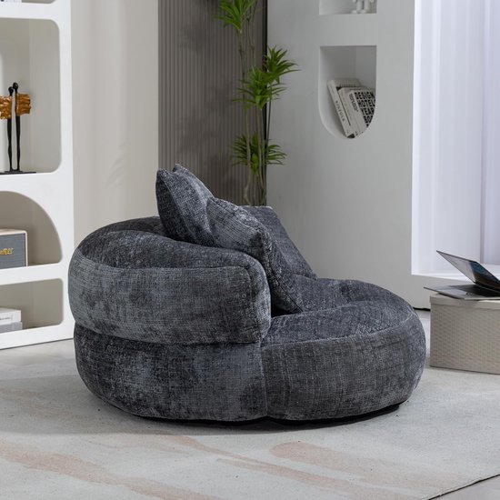 Gaming Fauteuil - Zit zak stoel - Ontspannen gamen - Ergonomische vormgeving - 108x108x52cm - Grijs — afbeelding 3