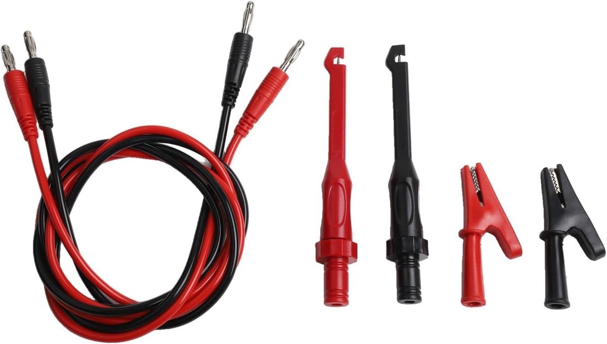 Testkabels Kit - Meetsnoeren Set - Elektrisch Meten - Draad Piercing Sonde - 100 cm - Rood Zwart