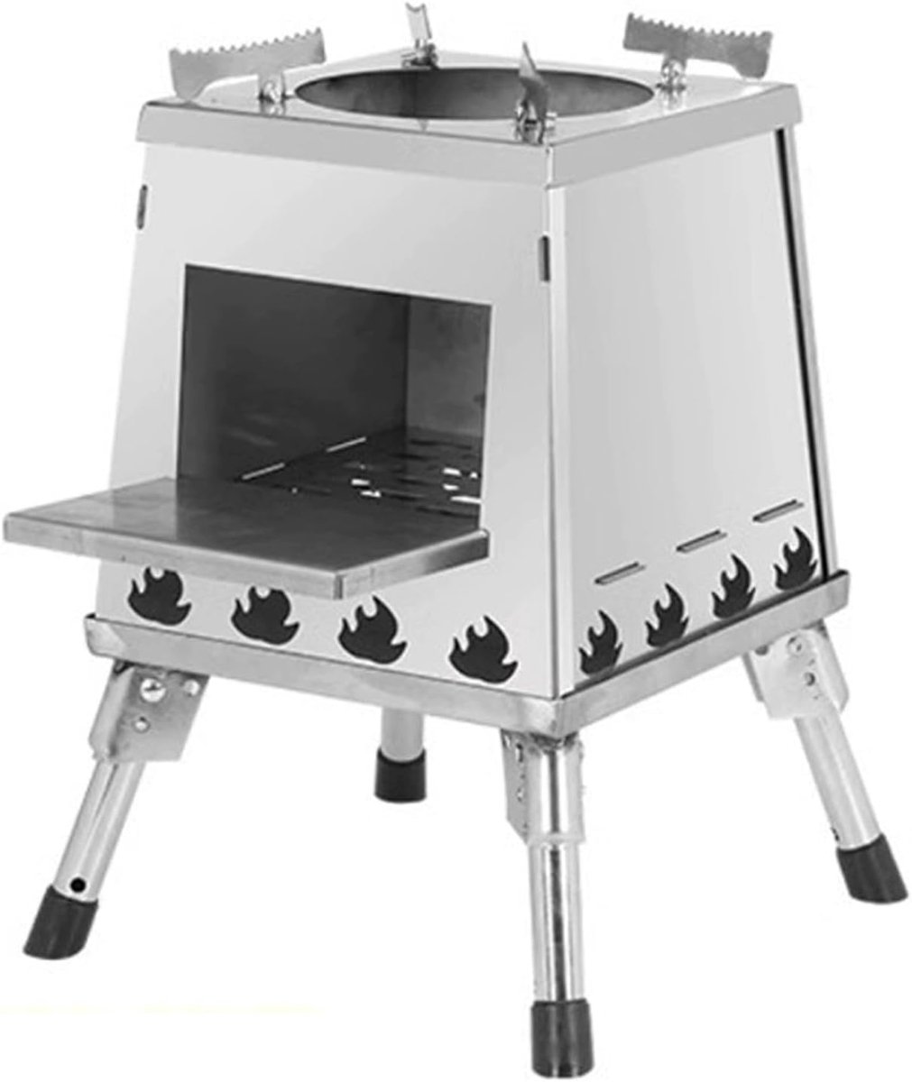 Houtkachel Outdoor - Draagbare Kachel - Kamperen Koken - Verstevigd Staalplaat - L - Roestvrij Staal