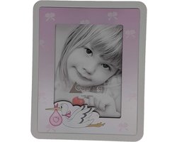 Fotolijst Stork Decoratie - Geboortelijst Baby - Cadeau Geven - Met Stork Decoratie - 22 x 27 cm - Wit