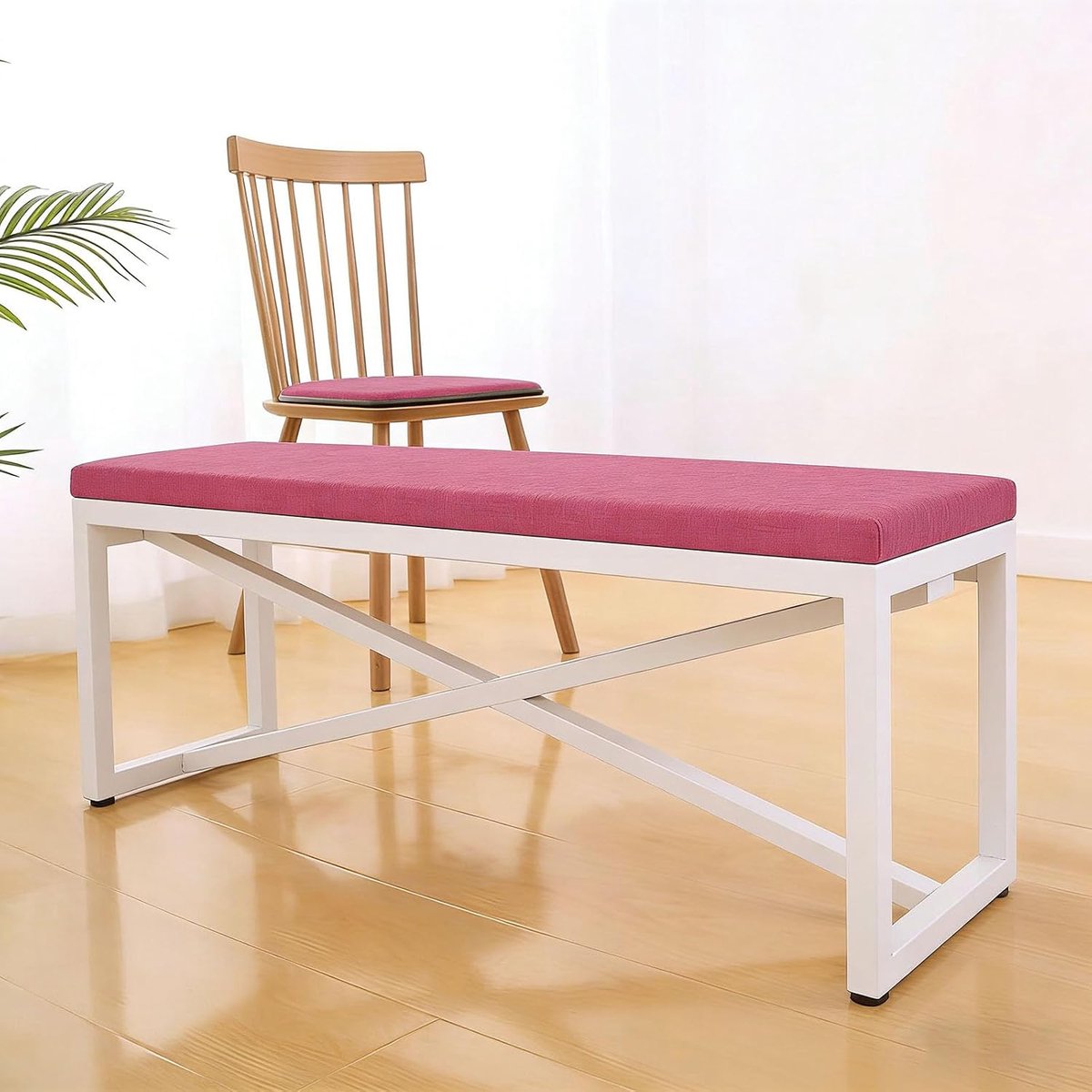 Bankkussen - Zitkussen Tuinbank - Comfortabel Zitten - Antislip Onderkant - 50 x 200 cm - Rode Roos