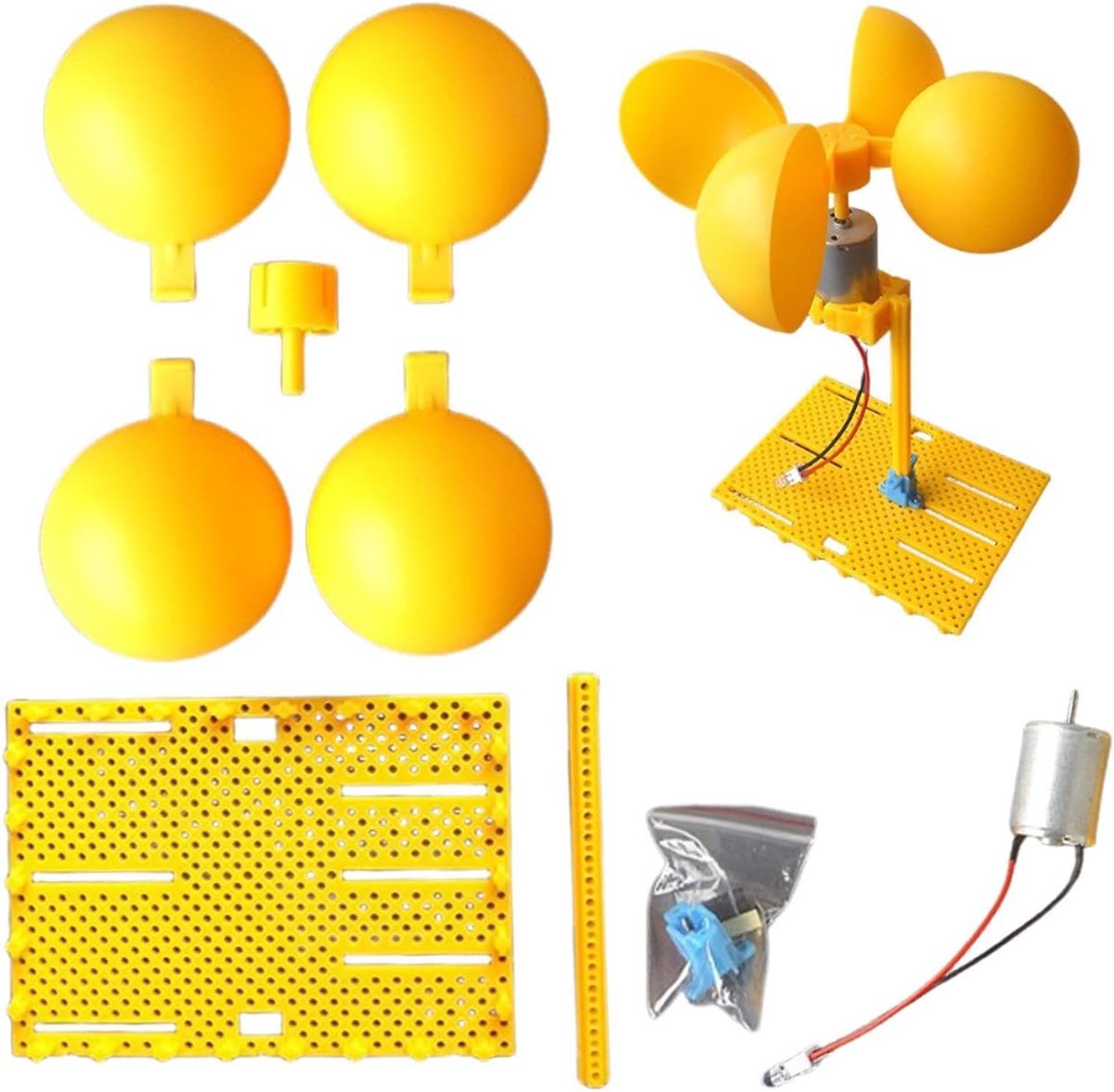 Windmolen Generator Kit - Turbine Bouwset - Hernieuwbare Energie Leren - Duurzaam Weerbestendig - 12 x 9 x 43 cm