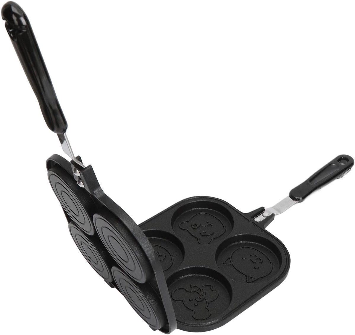 Dubbelzijdige Pannenkoekpan Eierpan Snelle Maaltijden Antiaanbaklaag 40x18.5 cm Zwart
