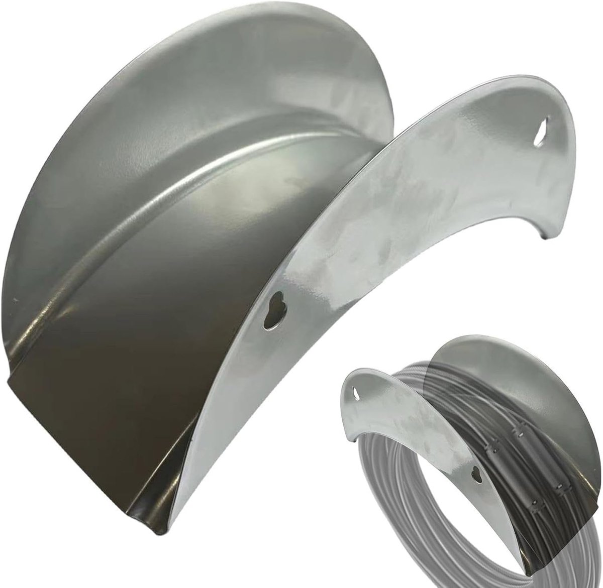 Tuinslanghouder Wandmontage - Slangrek - Slang Opbergen - Roestvrij Metaal - 18.4W x 13.4D cm - Zilver