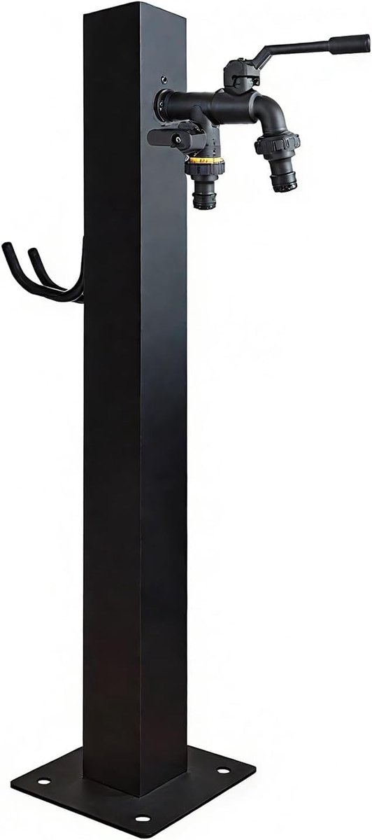 Verticale Tuinwaterkolom - Buiten Kraan - Efficiënte Watering - Vorstbestendige Slanghouder - 60 cm - Zwart
