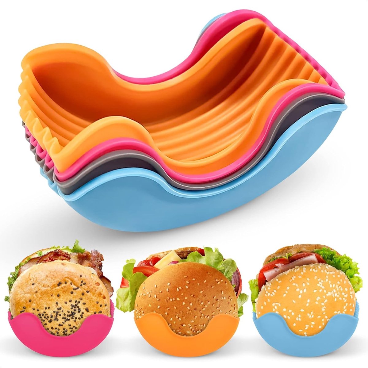 Diepvriesbakjes voor hamburgers met deksel (set van 4) – siliconen bewaarbakjes voor het invriezen van rundergehakt – stapelbaar en herbruikbaar