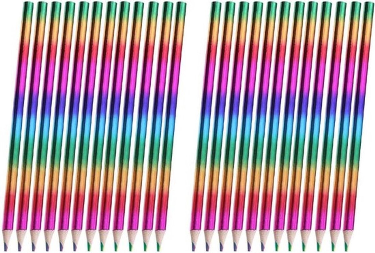 -24 Stuks Kleurpotloden - Regenboog - Volwassenen en Kinderen - 4 In 1 - Tekenen - Kleurplaten - Schetsen - Kunst - Regenboog Potloden - Geschikt voor Alle Leefdtijden