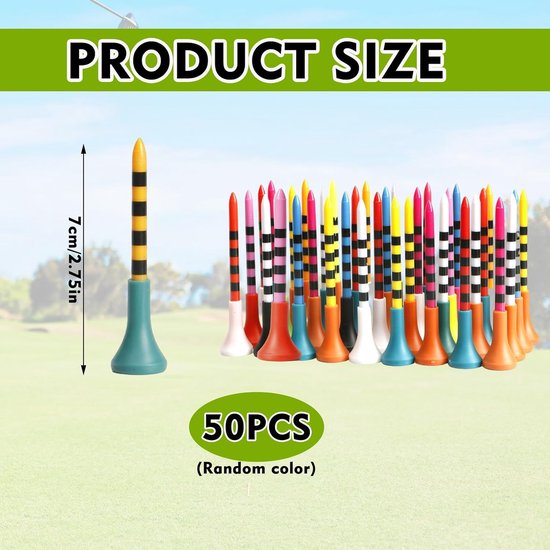 Golf Tees Plastic - Golf Accessoires - Golf Training - Duurzaam Herbruikbaar - 70 mm - Gekleurd van GOLF — afbeelding 5