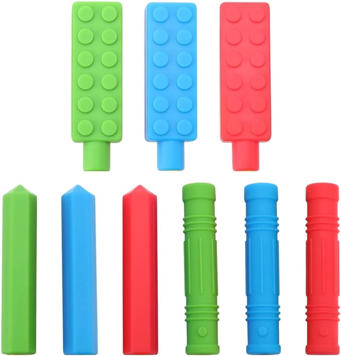 Hulzen voor Potloden - Grips en Doppen - Focus Verbeteren - 9 Verschillende Stijlen - 9 Stuks - Multicolor