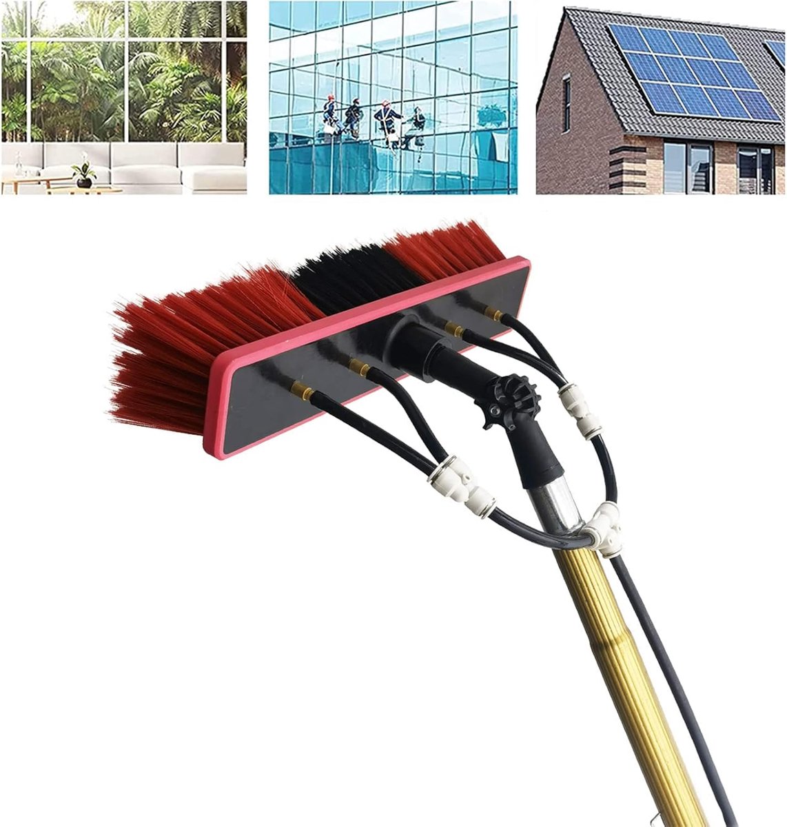 Glazenwasser Paal - Reinigingsstok Uitschuifbaar - Hoge Ramen Schoonmaken - Versterkte Aluminiumlegering - 9 Meter - Zilver