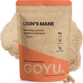 GOYU Lion's Mane 1.500 mg per dagdosering Biologisch 60 Capsules - Hericium Erinaceus - lions mane capsules - Focus & Concentratie - Mushroom mix - Vegan - Zonder toevoegingen - Lab getest - 30 dagen voorraad per zakje