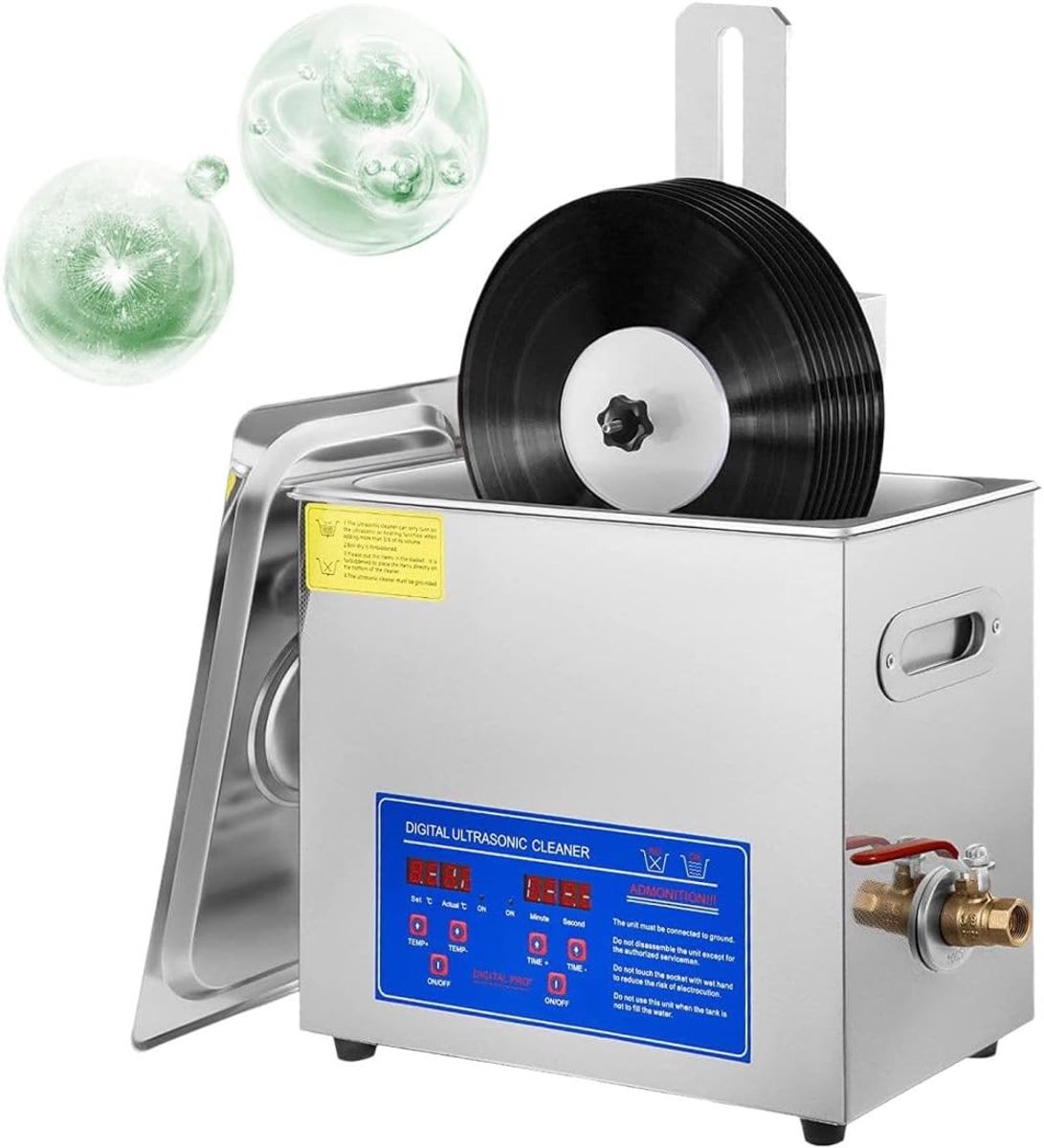 Ultrasone Platenreiniger - Vinyl Reiniger - Diepe Reiniging - 8 Platen Tegelijk - 180W Vermogen - Zilver