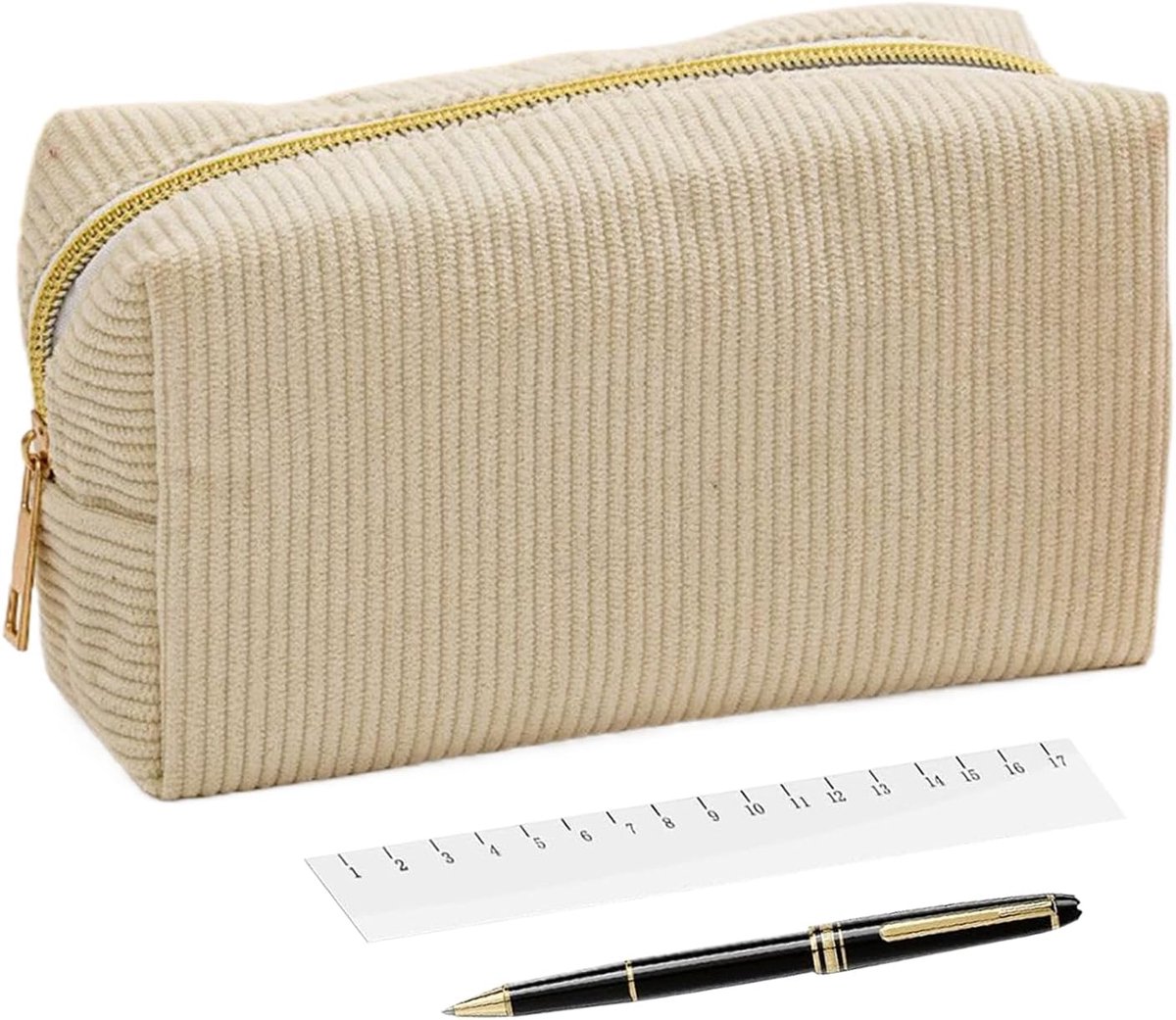 Esthetisch Pennenetui - Schrijfwarentas - Bureau Organisatie - Gecompartimenteerd Binnenvak - 18 x 8 cm - Aardetinten