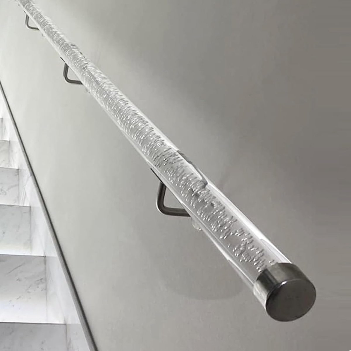 Transparante trapleuning - Wandmontage reling - Veiligheid verhogen - Duurzaam acryl - 380 cm - Zilver