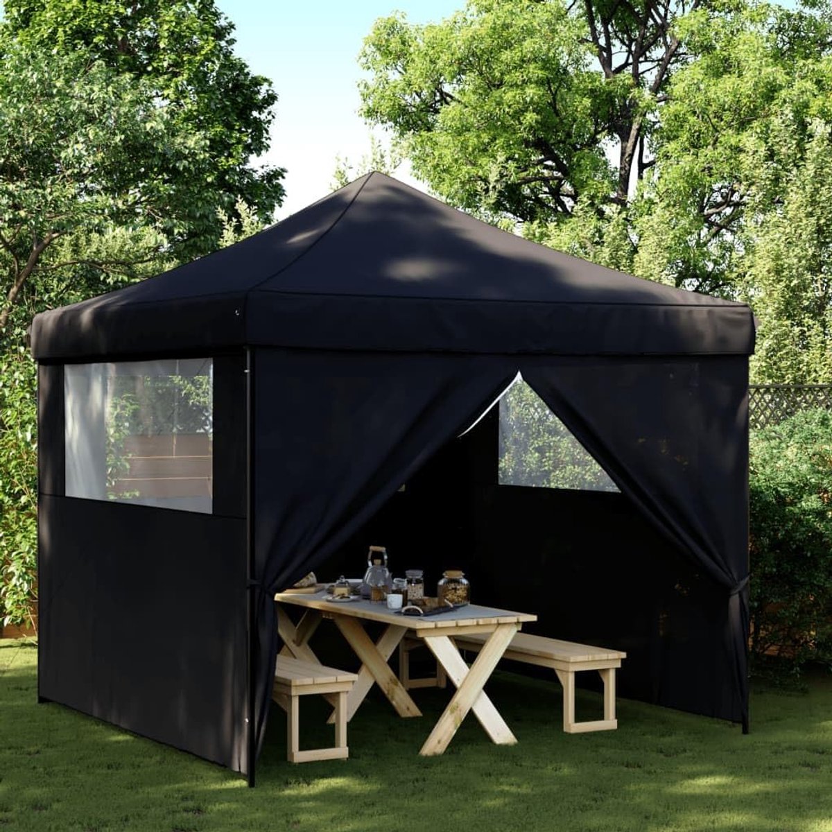 Opvouwbare Partytent - Pop-up Tent Paviljoen - Feestelijke Bijeenkomsten - Opbouw in Seconden - 3x3 Meter - Zwart