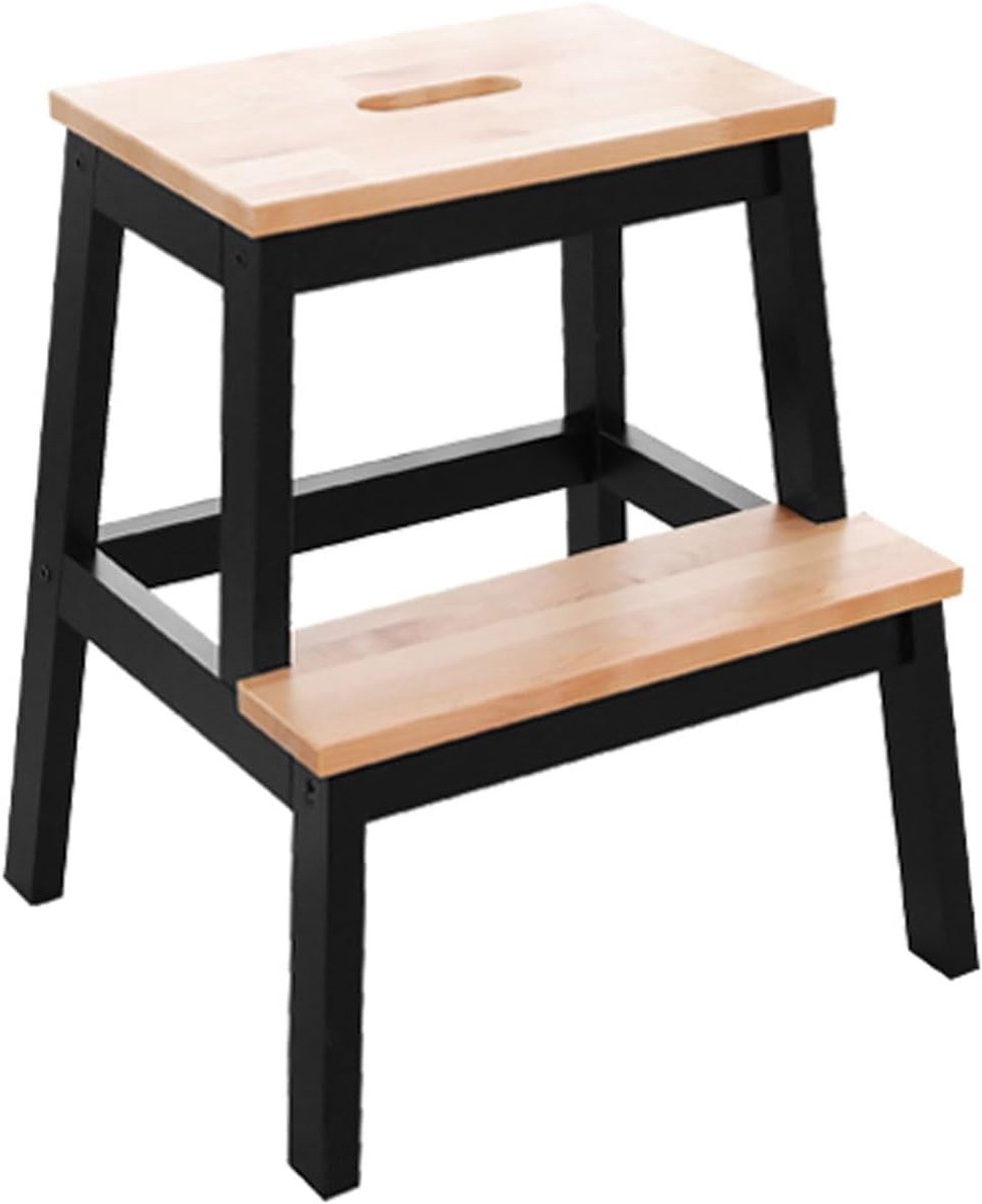 Houten Trapkruk - Keukentrapje Opstapje - Hoge Objecten Bereiken - Massief Hout Stabiliteit - 50 x 50 x 50 cm
